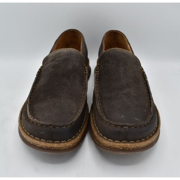 Born Mens Size 11 Baylor Dark Grey Distressed Suede Slip On‎ Loafers Shoes